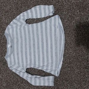 Gray and White Striped Modern Kids Longsleeved Shirt